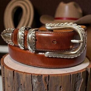 Vintage Brighton Belt Womens Brown Leather Western Preppy Size M